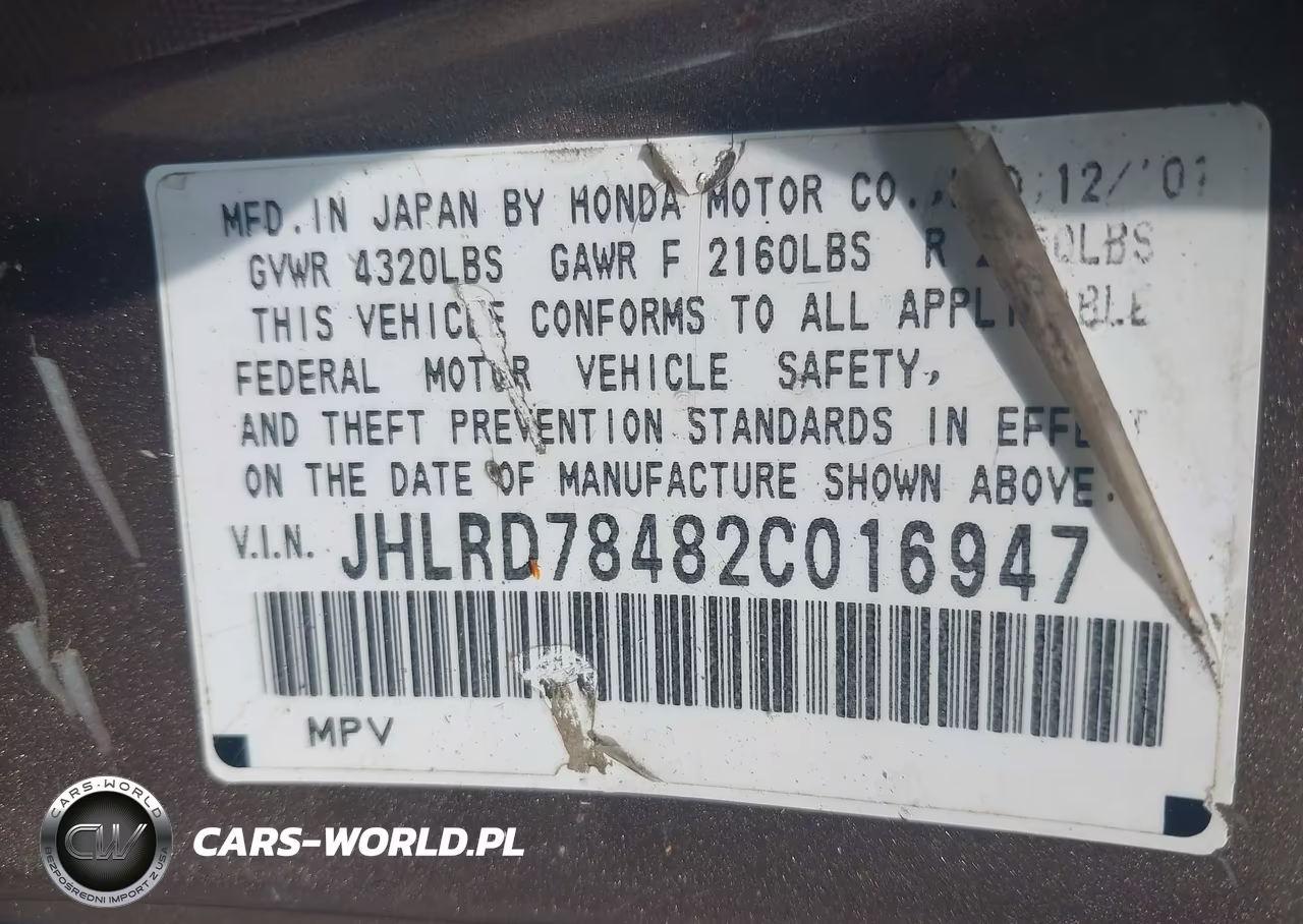 2002 Honda Cr-V Lx VIN:JHLRD78482C016947 - 9