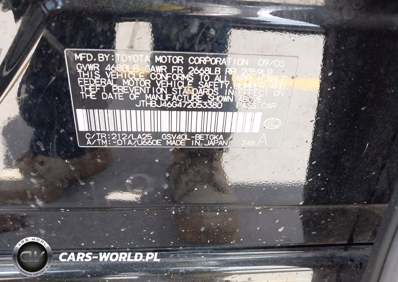 2007 Lexus Es 350 VIN:JTHBJ46G472053380 - 9