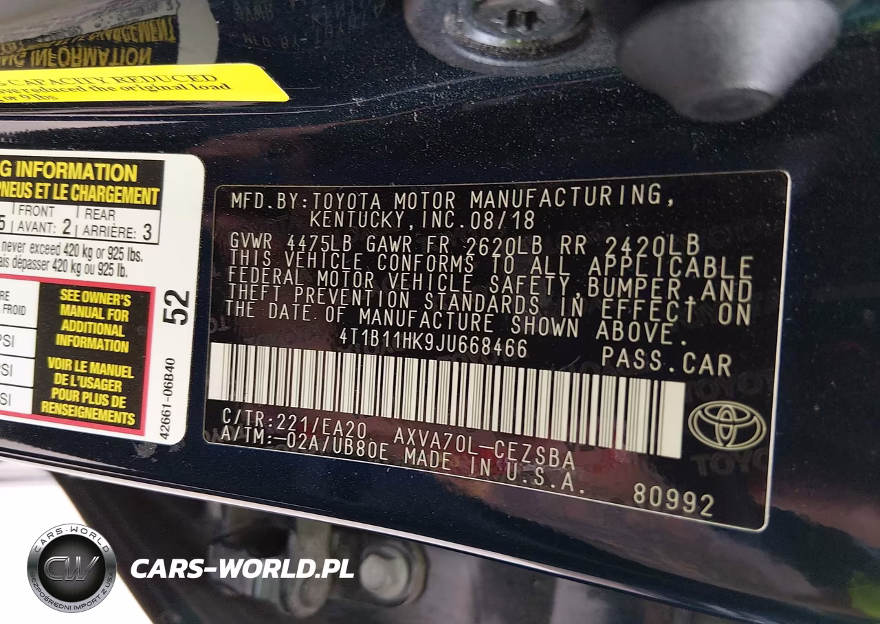 2018 Toyota Camry Se VIN:4T1B11HK9JU668466 - 9