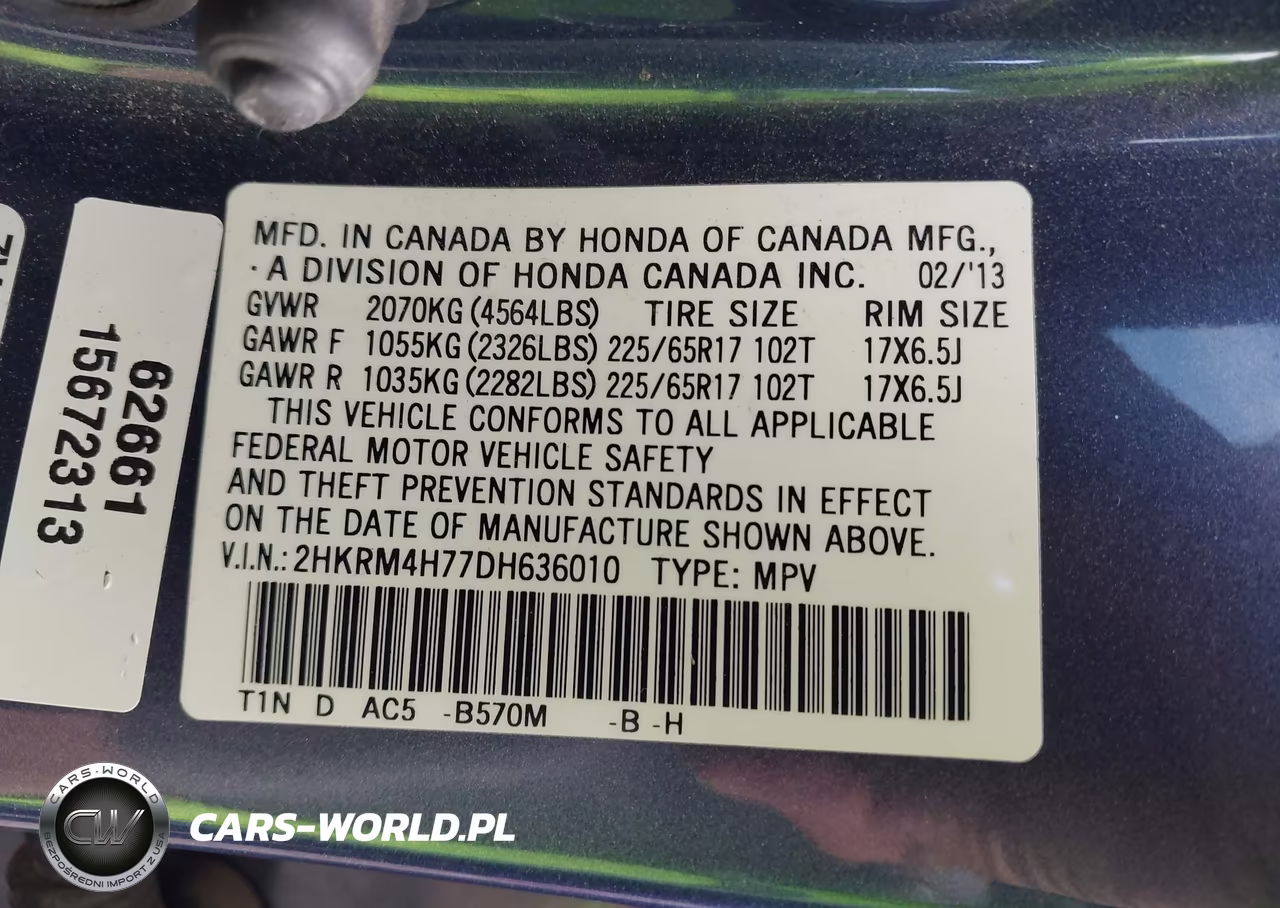 2013 Honda Cr-V Ex-L VIN:2HKRM4H77DH636010 - 9