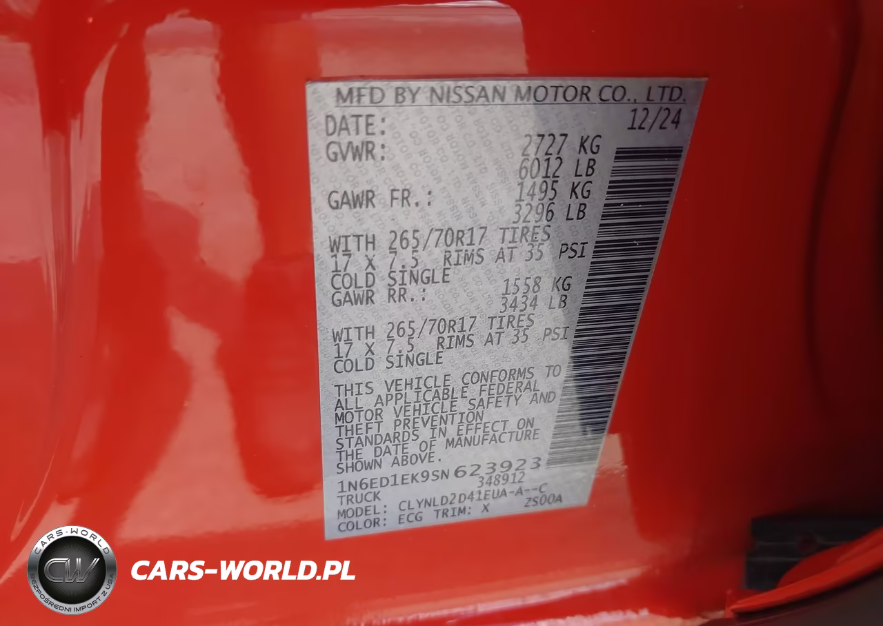 2025 Nissan Frontier Pro-4X 4X4 VIN:1N6ED1EK9SN623923 - 9