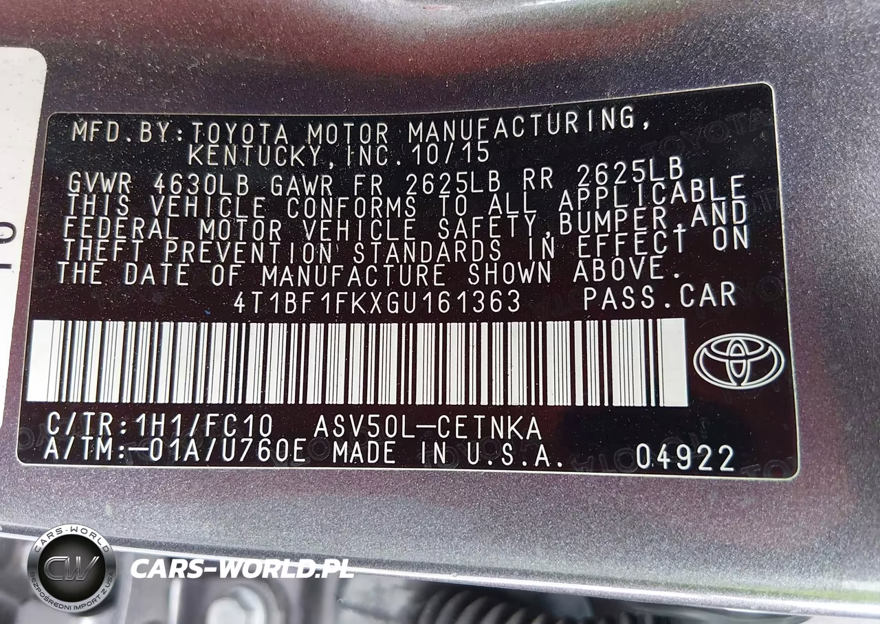 2016 Toyota Camry Le VIN:4T1BF1FKXGU161363 - 9