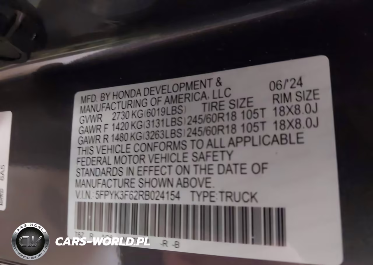 2024 Honda Ridgeline Trailsport VIN:5FPYK3F62RB024154 - 9