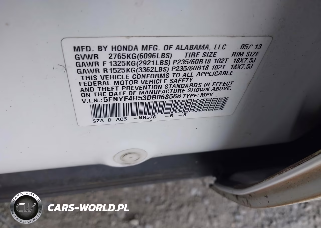 2013 Honda Pilot Ex-L VIN:5FNYF4H53DB068566 - 9