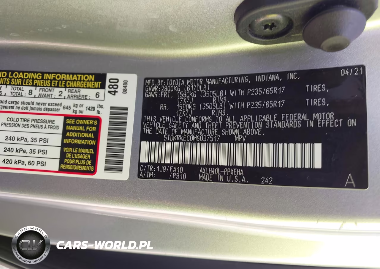 2021 Toyota Sienna Le VIN:5TDKRKEC0MS037517 - 9