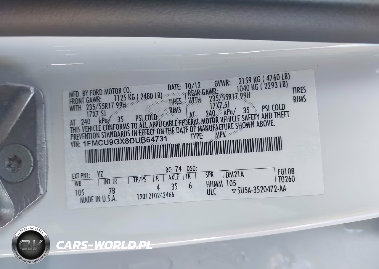 2013 Ford Escape Se VIN:1FMCU9GX8DUB64731 - 9