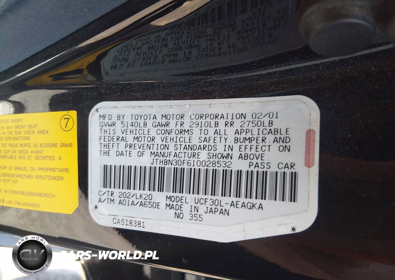2001 Lexus Ls 430 VIN:JTHBN30F610028532 - 9