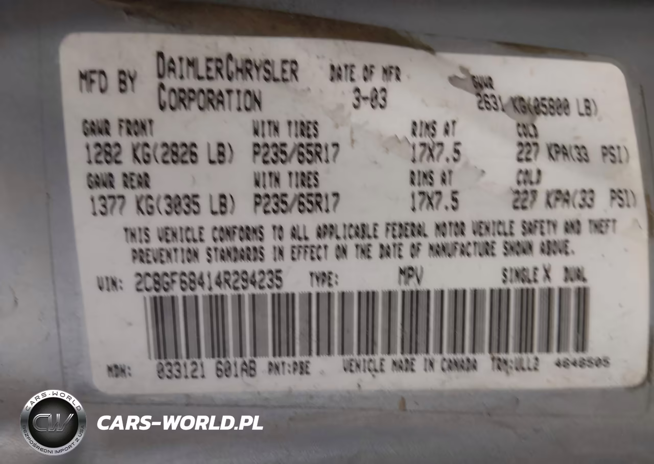 2004 Chrysler Pacifica VIN:2C8GF68414R294235 - 9
