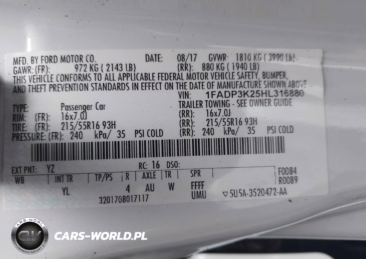 2017 Ford Focus Se VIN:1FADP3K25HL316880 - 9