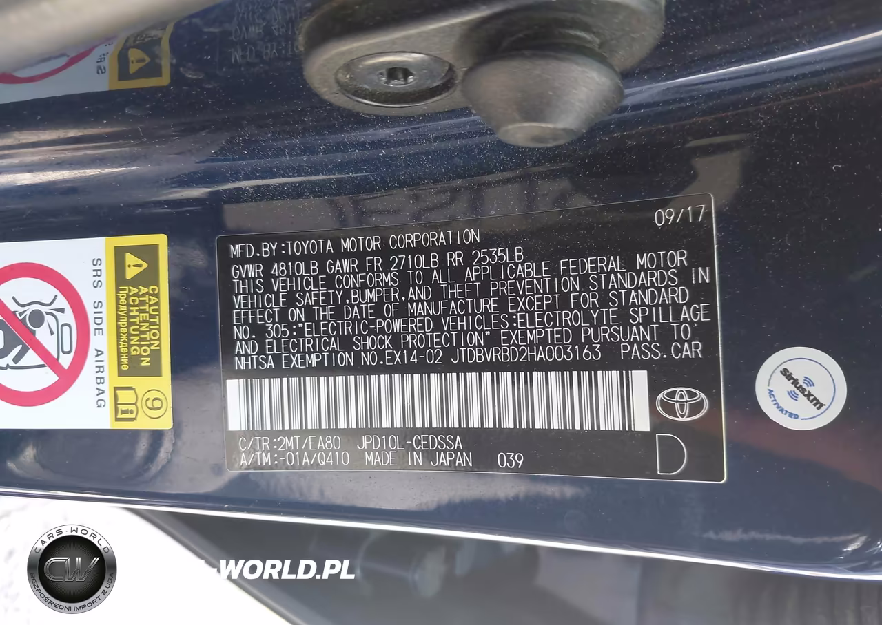 2017 Toyota Mirai VIN:JTDBVRBD2HA003163 - 9