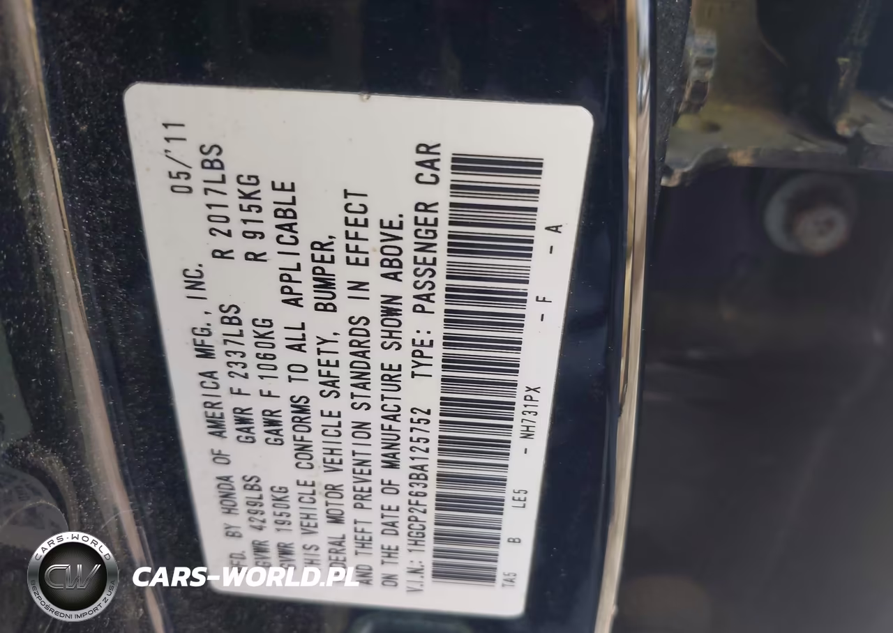 2011 Honda Accord 2.4 Se VIN:1HGCP2F63BA125752 - 9