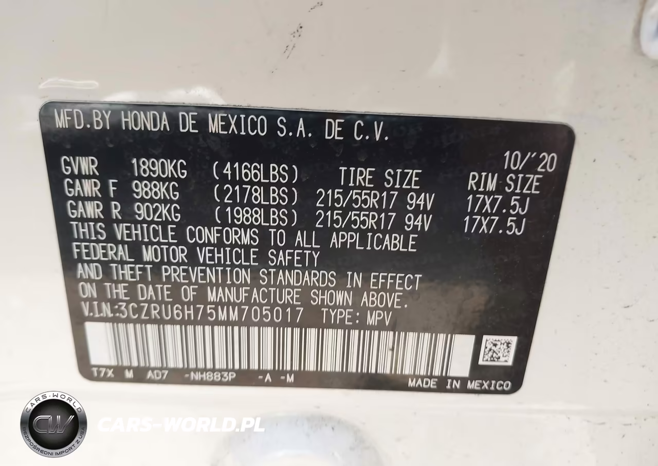 2021 Honda Hr-V Awd Ex-L VIN:3CZRU6H75MM705017 - 9