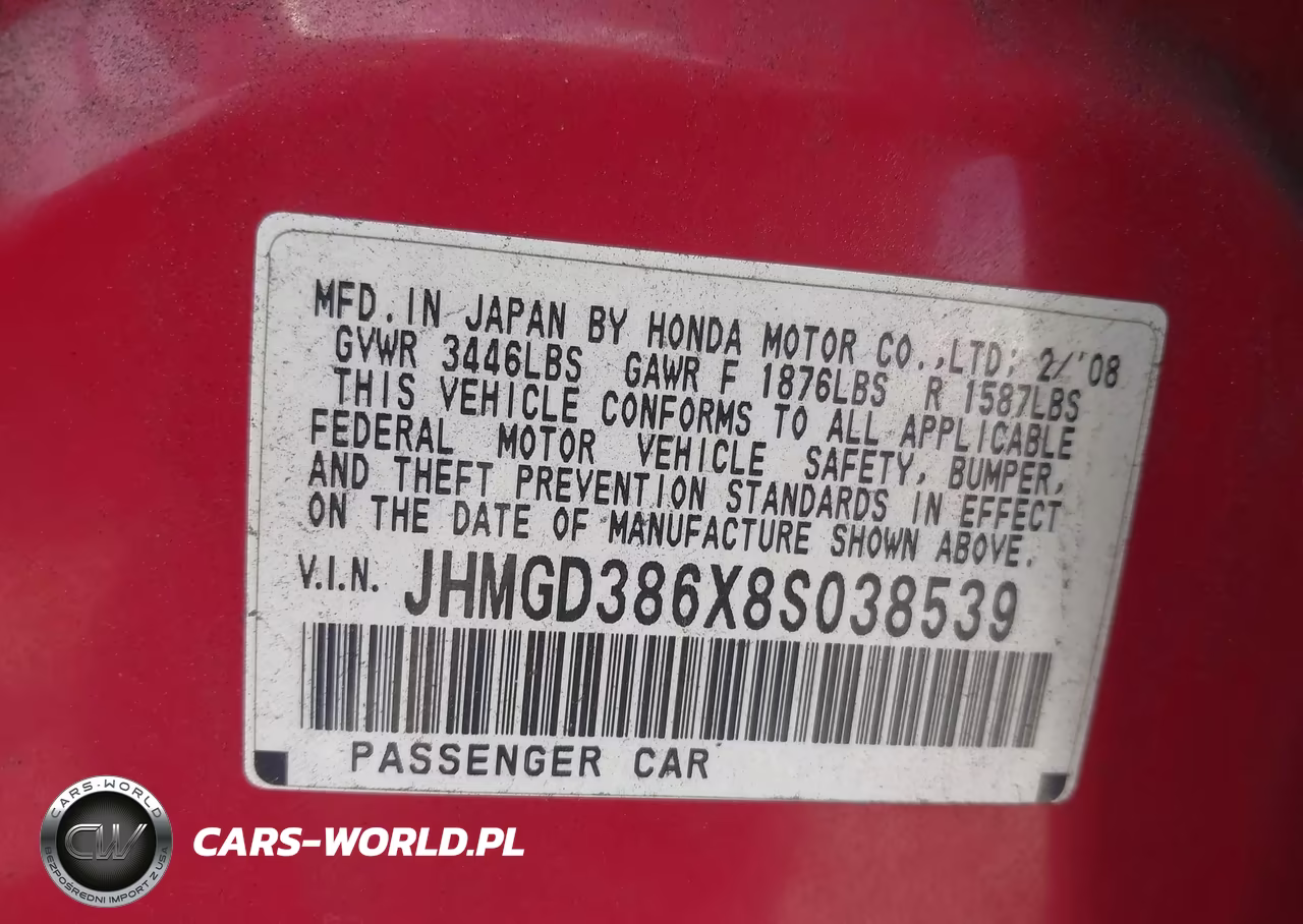 2008 Honda Fit Sport VIN:JHMGD386X8S038539 - 9