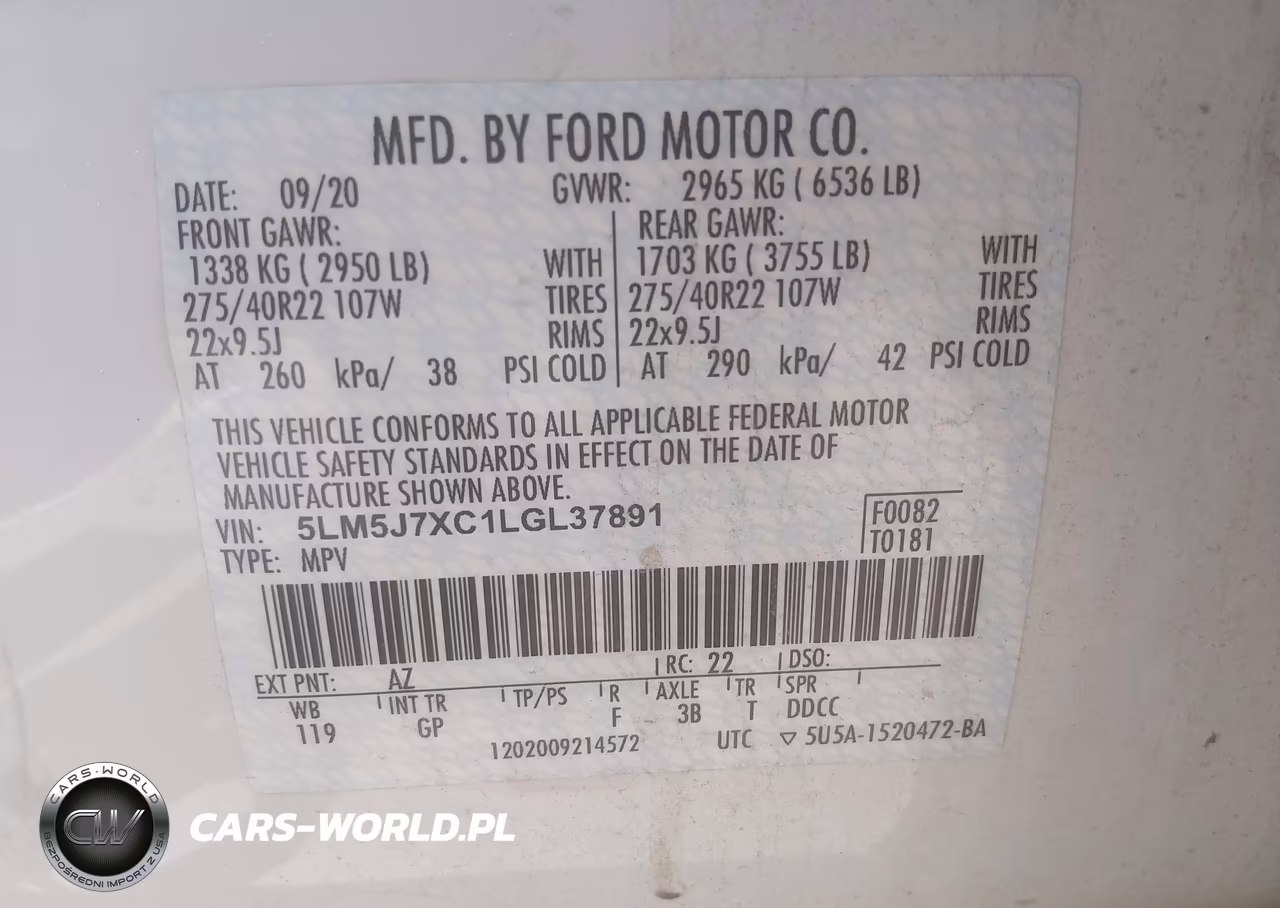 2020 Lincoln Aviator Reserve VIN:5LM5J7XC1LGL37891 - 9