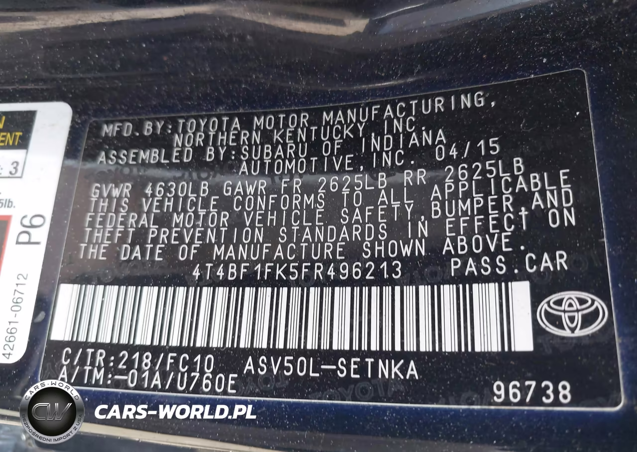 2015 Toyota Camry Le VIN:4T4BF1FK5FR496213 - 9