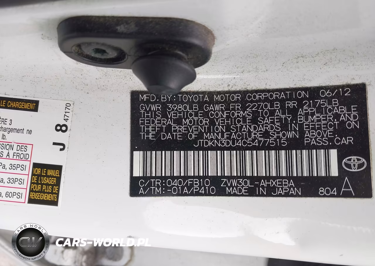 2012 Toyota Prius Three VIN:JTDKN3DU4C5477515 - 9