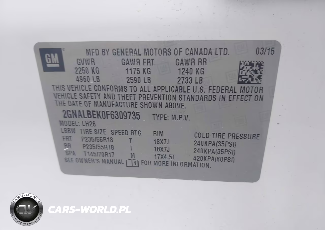 2015 Chevrolet Equinox 1Lt VIN:2GNALBEK0F6309735 - 9