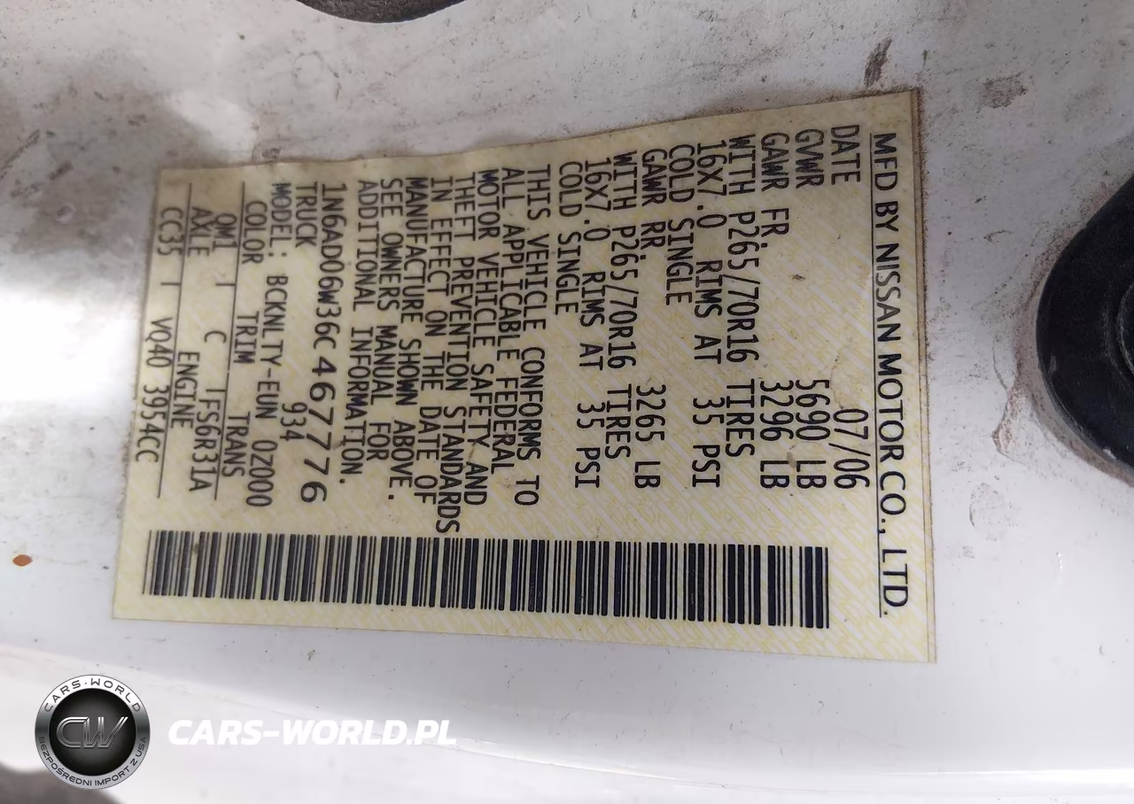 2006 Nissan Frontier Se VIN:1N6AD06W36C467776 - 9