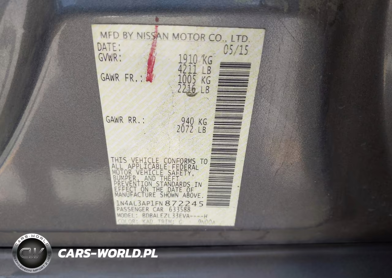 2015 Nissan Altima 2.5 S VIN:1N4AL3AP1FN872245 - 9