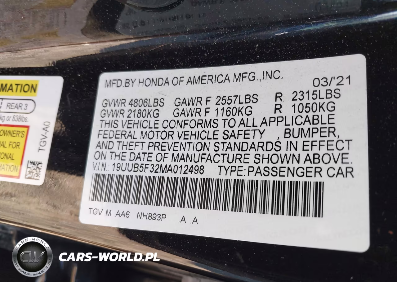 2021 Acura Tlx Standard VIN:19UUB5F32MA012498 - 9