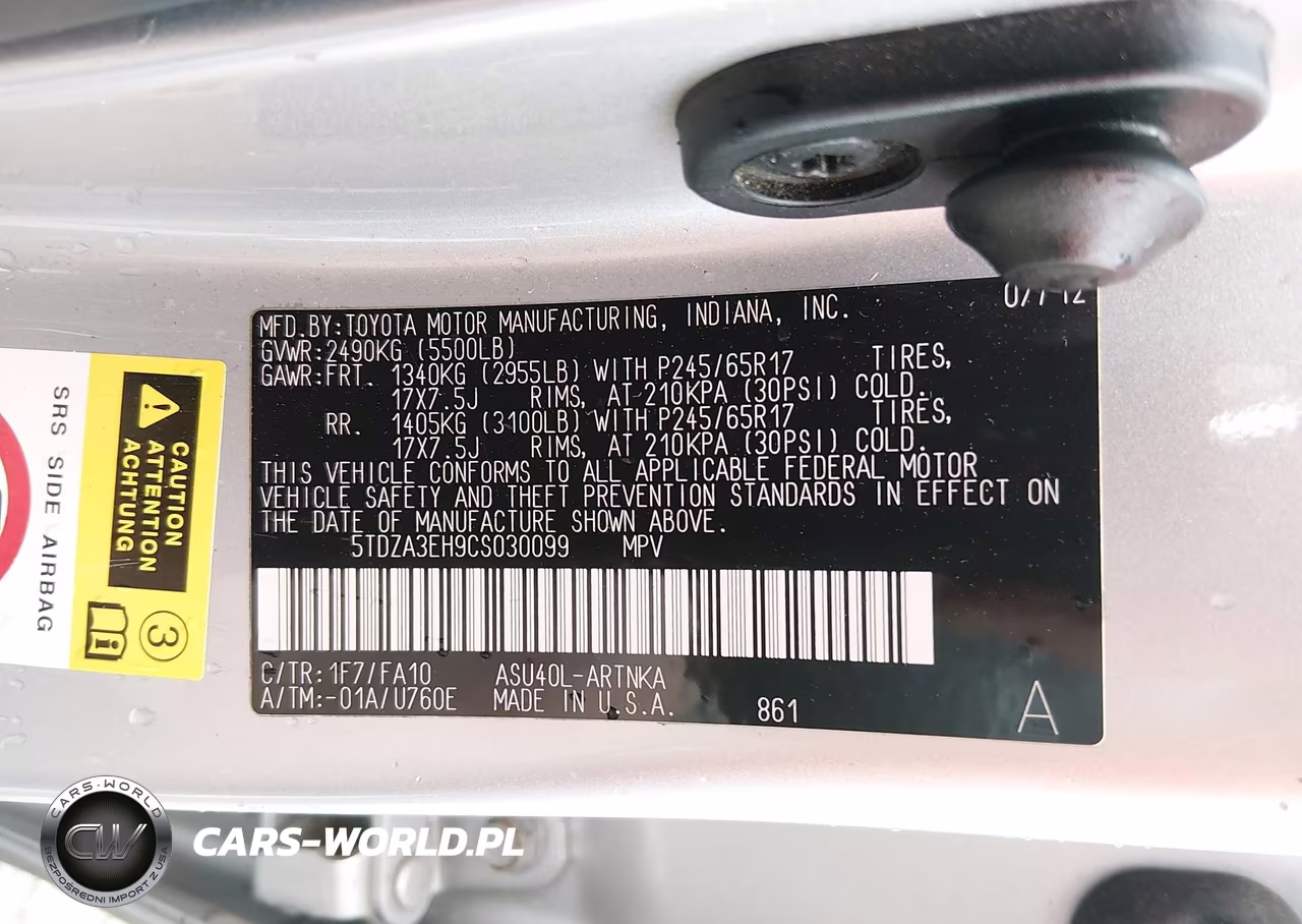 2012 Toyota Highlander VIN:5TDZA3EH9CS030099 - 9