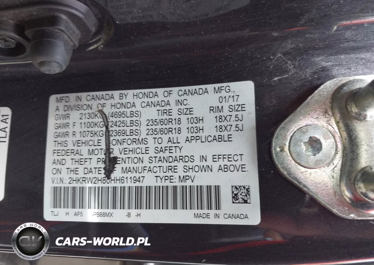 2017 Honda Cr-V VIN:2HKRW2H80HH611947 - 9
