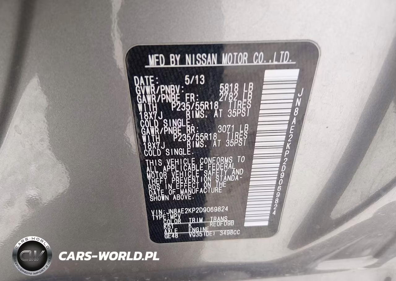 2013 Nissan Quest Sl VIN:JN8AE2KP2D9069824 - 9