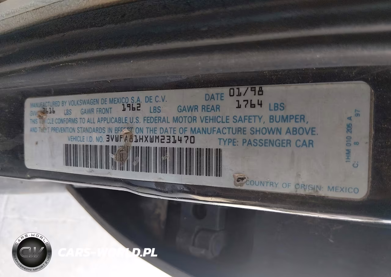 1998 Volkswagen Golf Gl VIN:3VWFA81HXWM231470 - 9