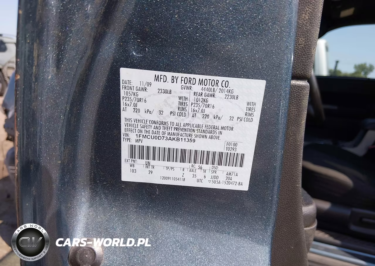 2010 Ford Escape Xlt VIN:1FMCU0D73AKB11359 - 9