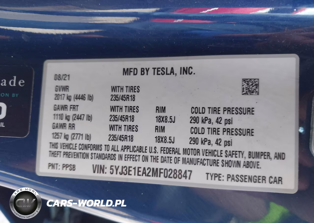 2021 Tesla Model 3 Standard Range Plus Rear-Wheel Drive VIN:5YJ3E1EA2MF028847 - 9