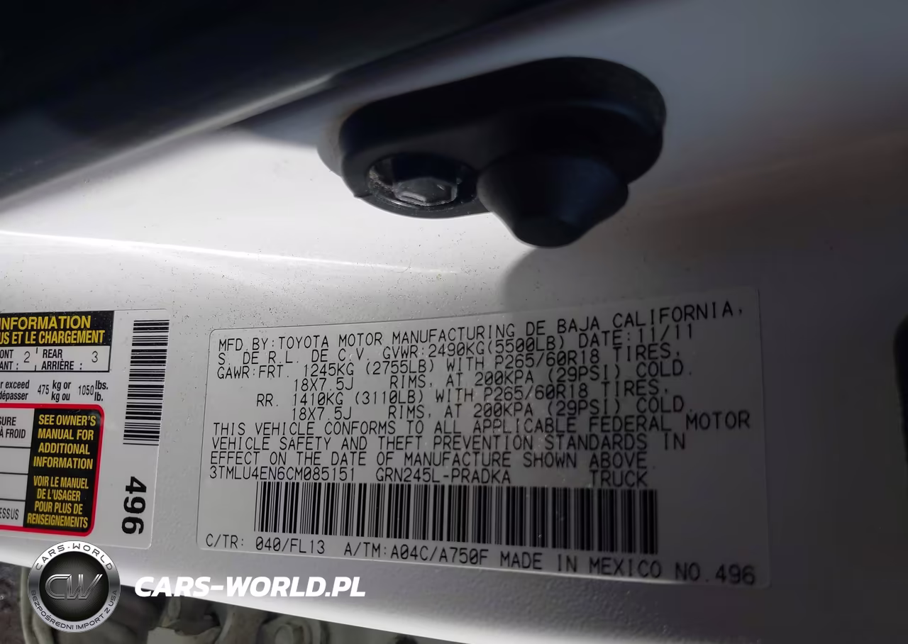 2012 Toyota Tacoma Base V6 VIN:3TMLU4EN6CM085151 - 9