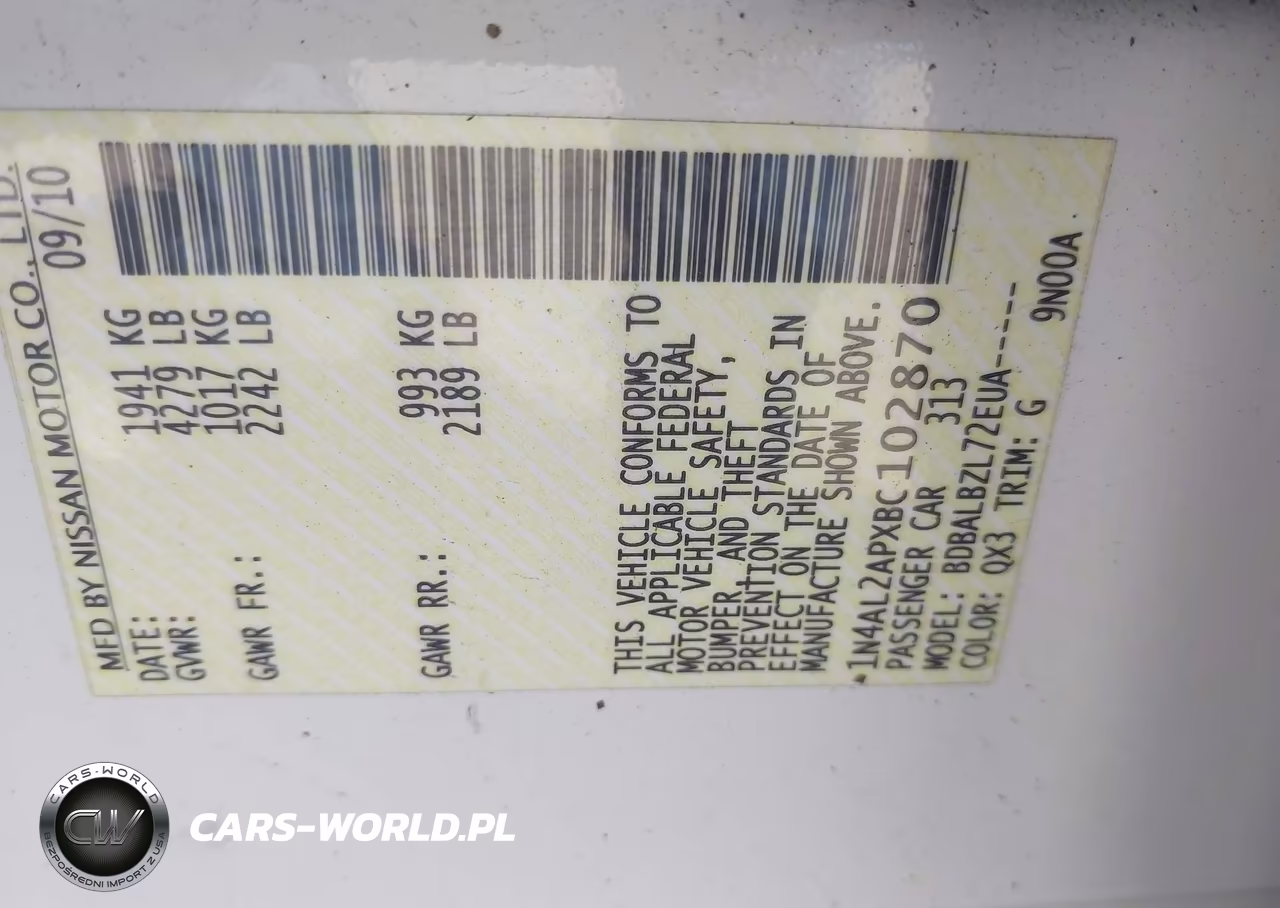 2011 Nissan Altima 2.5 S VIN:1N4AL2APXBC102870 - 9