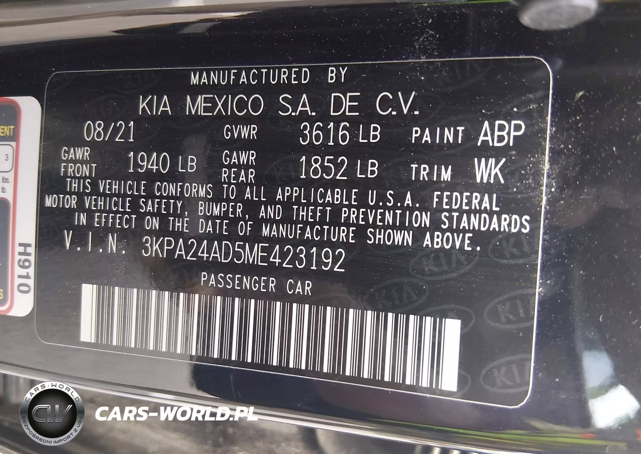 2021 Kia Rio Lx VIN:3KPA24AD5ME423192 - 9