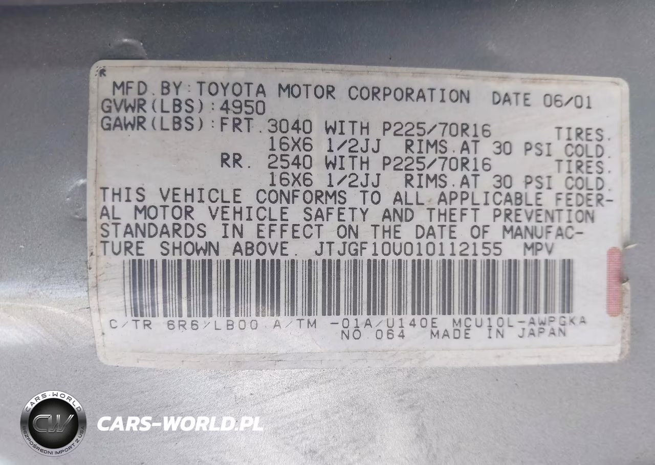 2001 Lexus Rx 300 VIN:JTJGF10U010112155 - 9