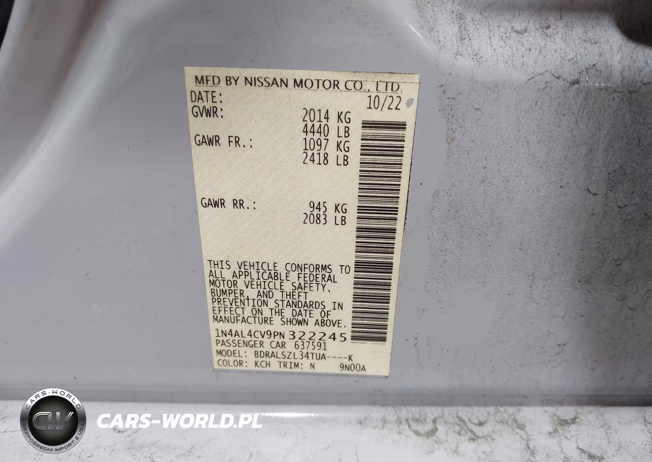 2023 Nissan Altima Sr Vc-Turbo Fwd VIN:1N4AL4CV9PN322245 - 9