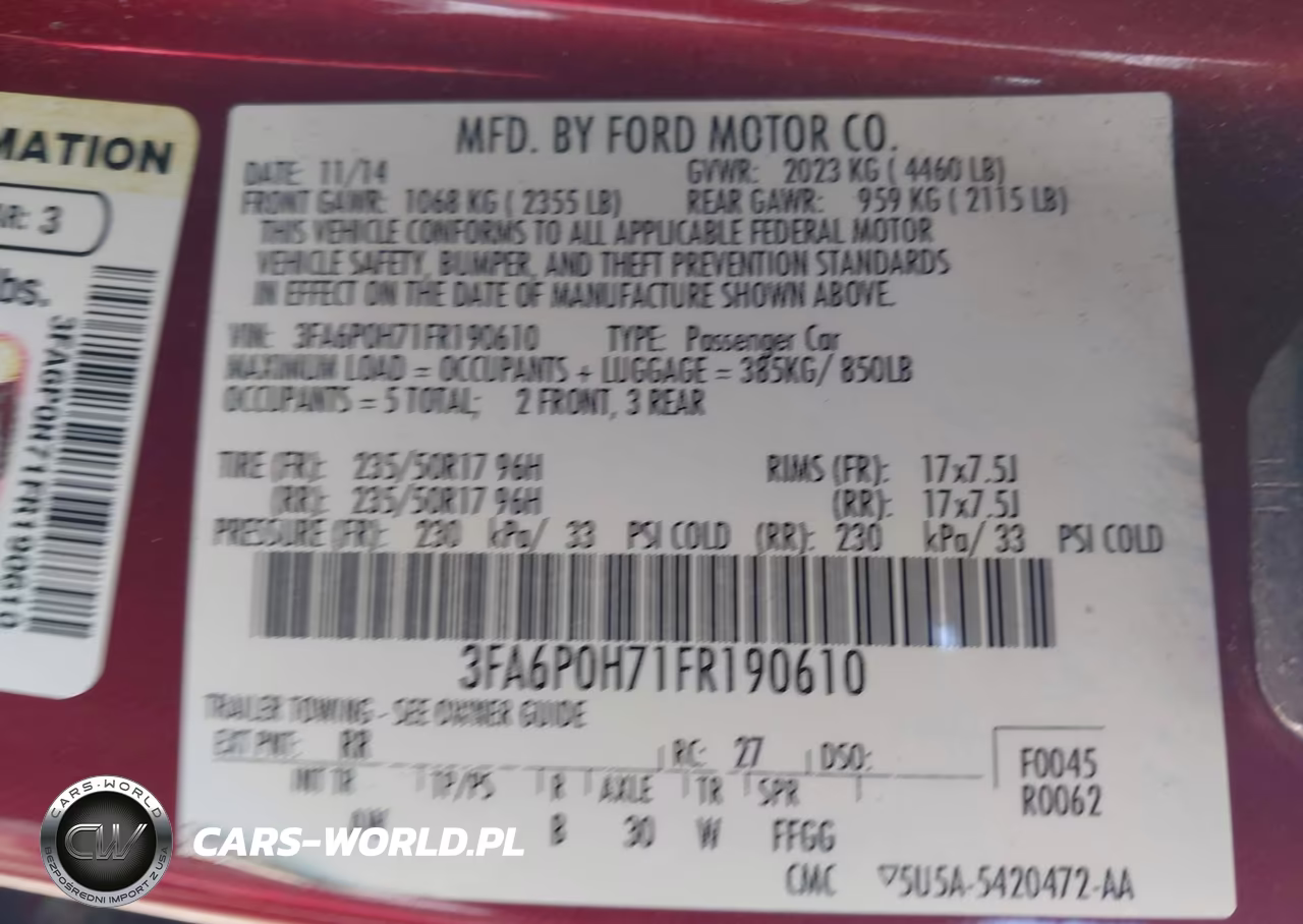 2015 Ford Fusion Se VIN:3FA6P0H71FR190610 - 9