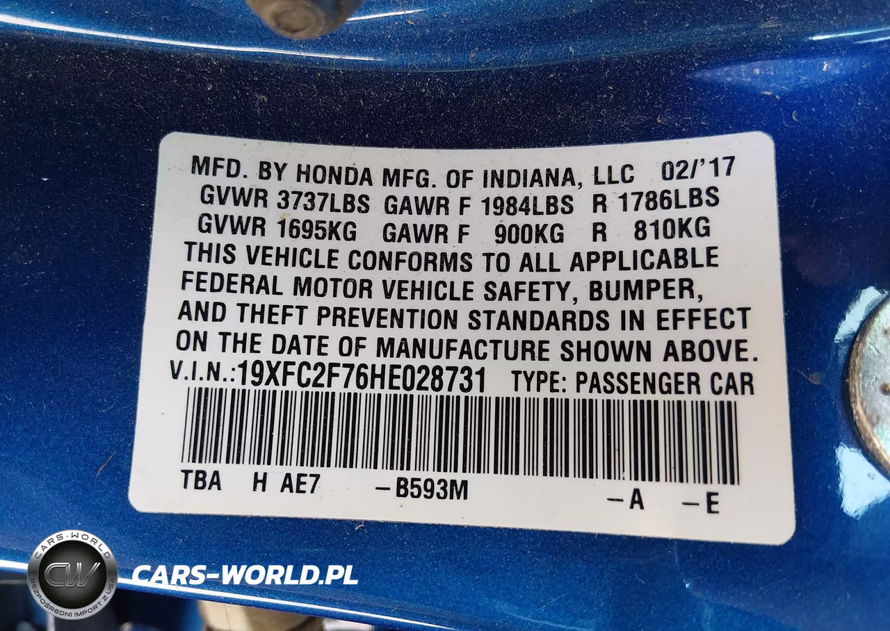 2017 Honda Civic Ex VIN:19XFC2F76HE028731 - 9
