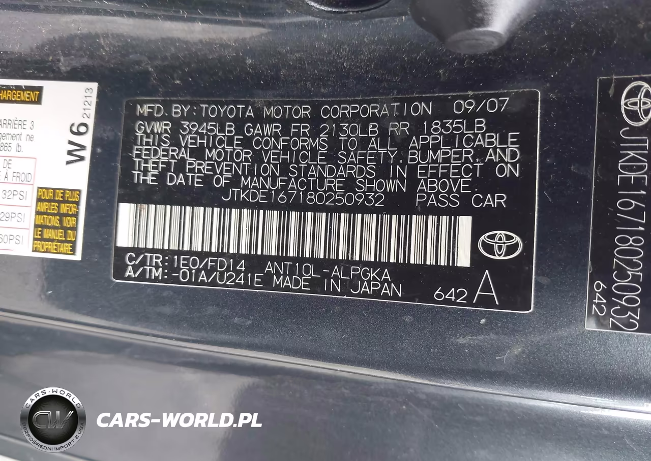 2008 Scion Tc VIN:JTKDE167180250932 - 9