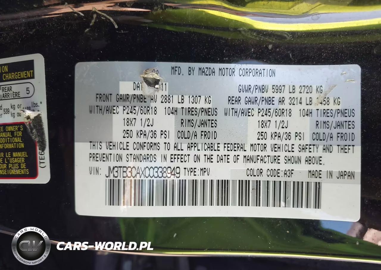 2012 Mazda Cx-9 Touring VIN:JM3TB3CAXC0338949 - 9
