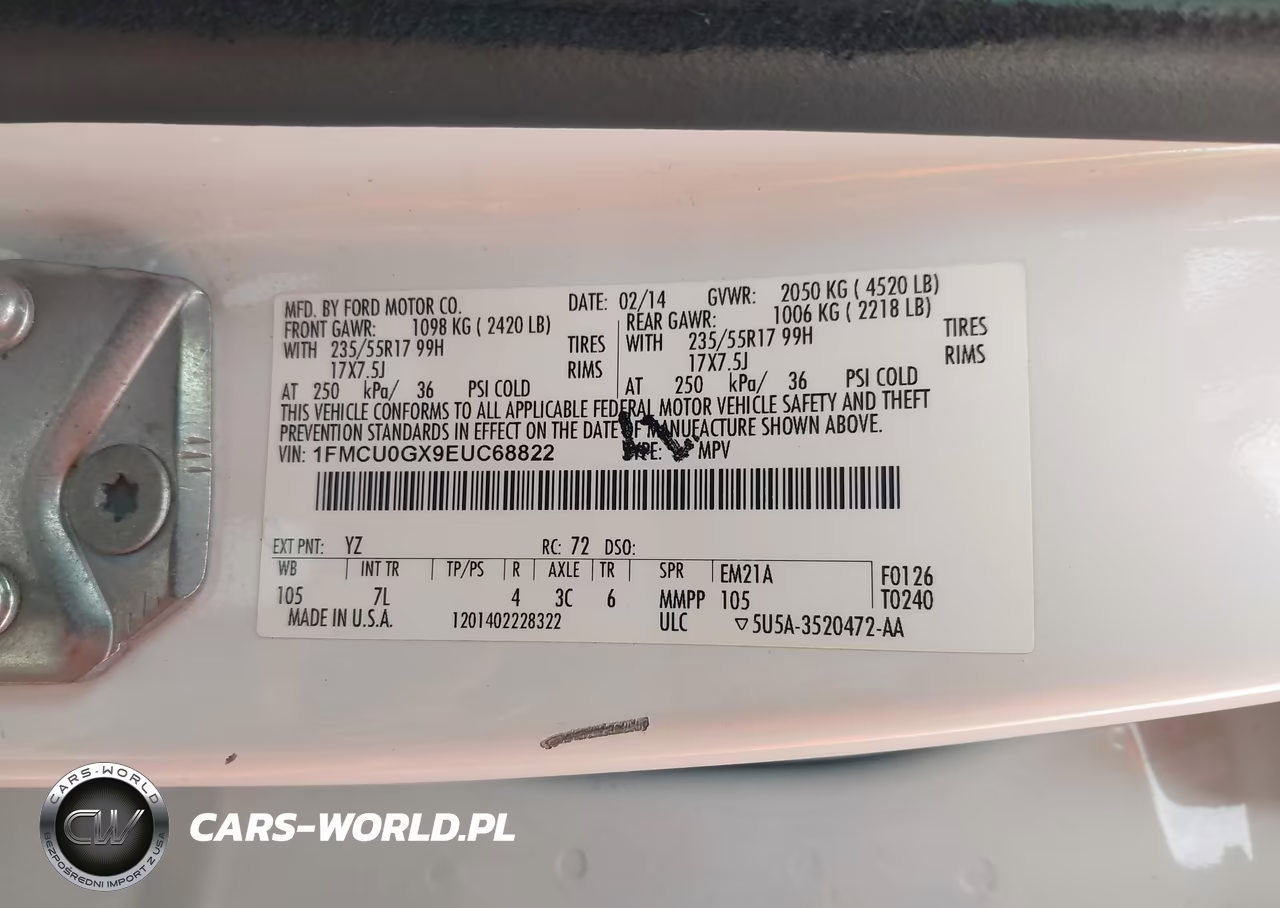 2014 Ford Escape Se VIN:1FMCU0GX9EUC68822 - 9