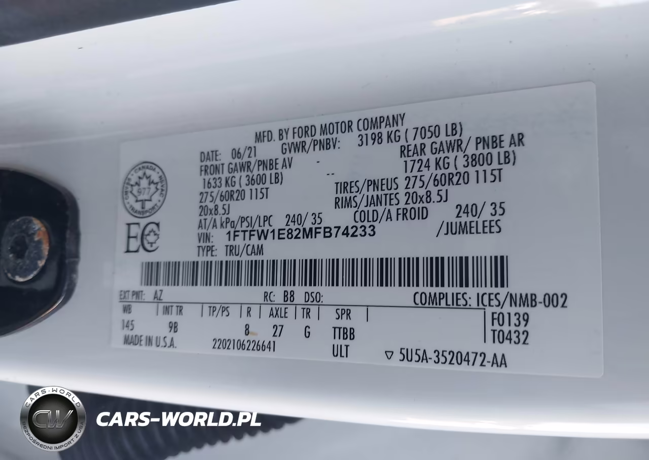 2021 Ford F-150 Platinum VIN:1FTFW1E82MFB74233 - 9