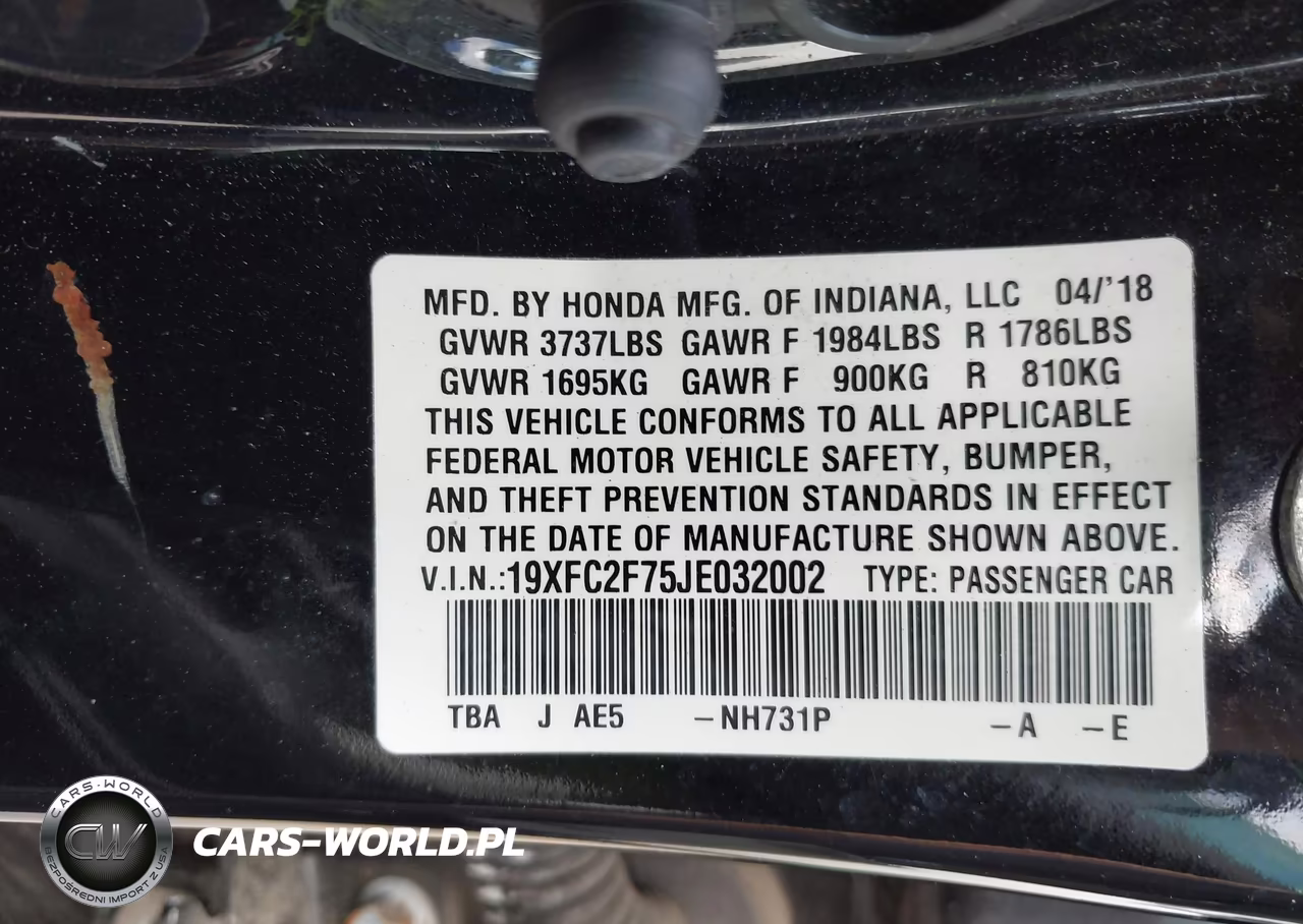 2018 Honda Civic Ex VIN:19XFC2F75JE032002 - 9