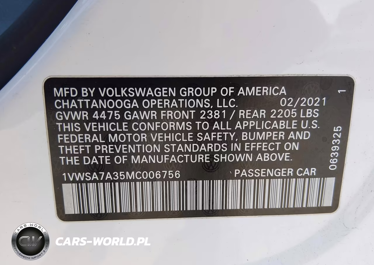 2021 Volkswagen Passat 2.0T Se VIN:1VWSA7A35MC006756 - 8