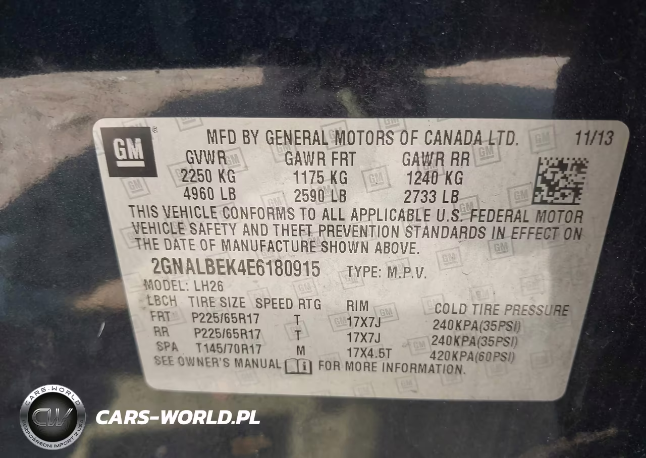 2014 Chevrolet Equinox 1Lt VIN:2GNALBEK4E6180915 - 9