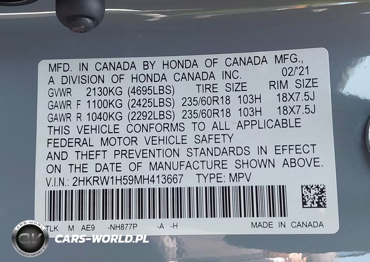 2021 Honda Cr-V 2Wd Ex VIN:2HKRW1H59MH413667 - 9
