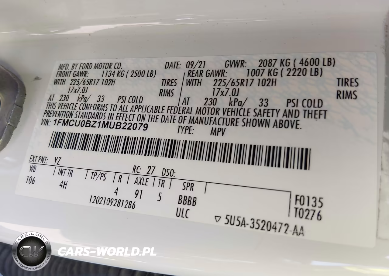 2021 Ford Escape Se Hybrid VIN:1FMCU0BZ1MUB22079 - 9