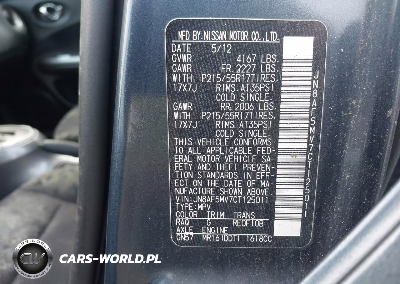 2012 Nissan Juke Sv VIN:JN8AF5MV7CT125011 - 9