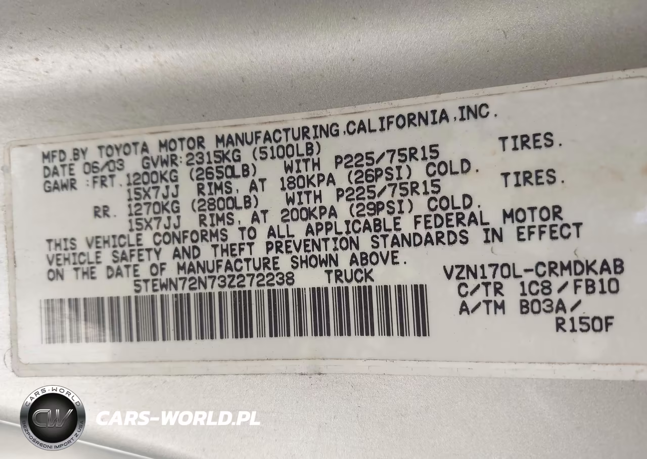 2003 Toyota Tacoma Base V6 VIN:5TEWN72N73Z272238 - 9