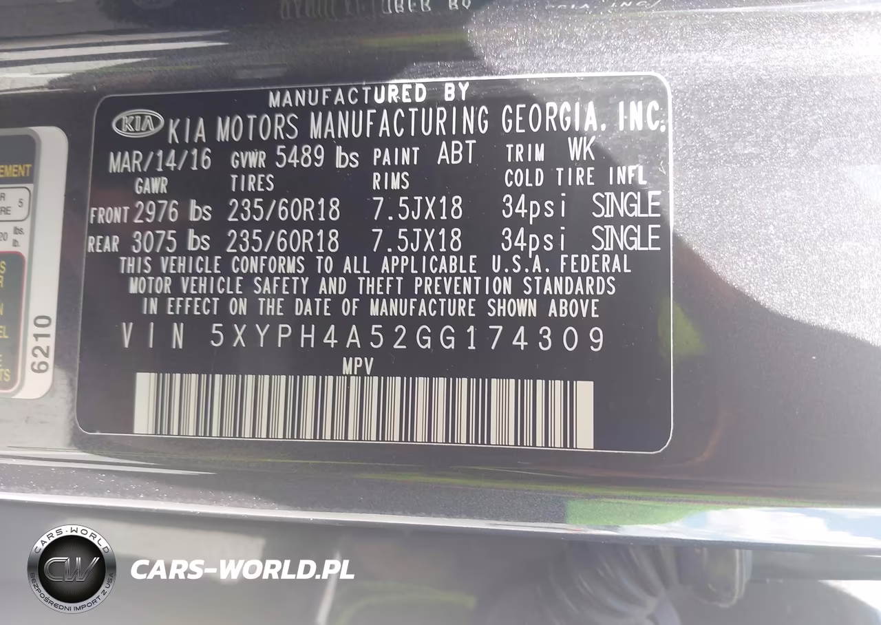 2016 Kia Sorento 3.3L Ex VIN:5XYPH4A52GG174309 - 7