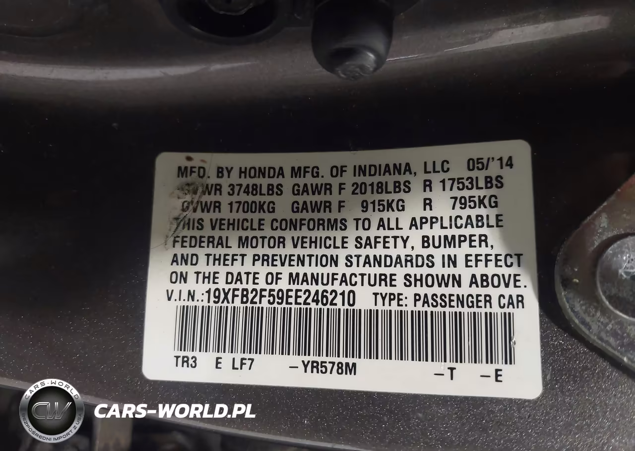 2014 Honda Civic Lx VIN:19XFB2F59EE246210 - 9